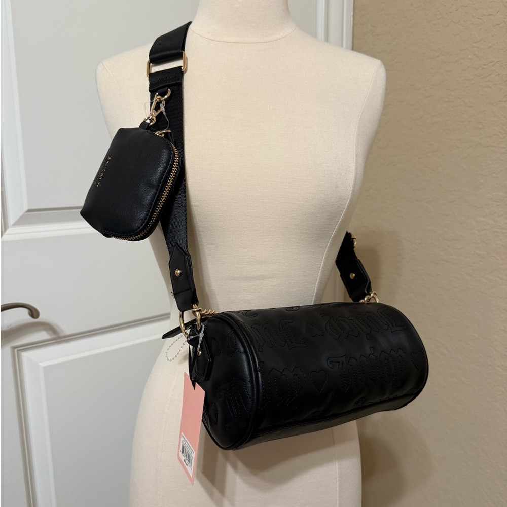Juicy Couture Sleek Black Crossbody Bag Set with Gold Hardware